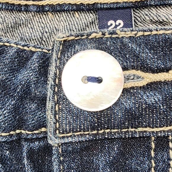 Village Jeans Womens 22 Blue Dark Wash High Rise Bootcut Stretch Denim Casual - Picture 3 of 16